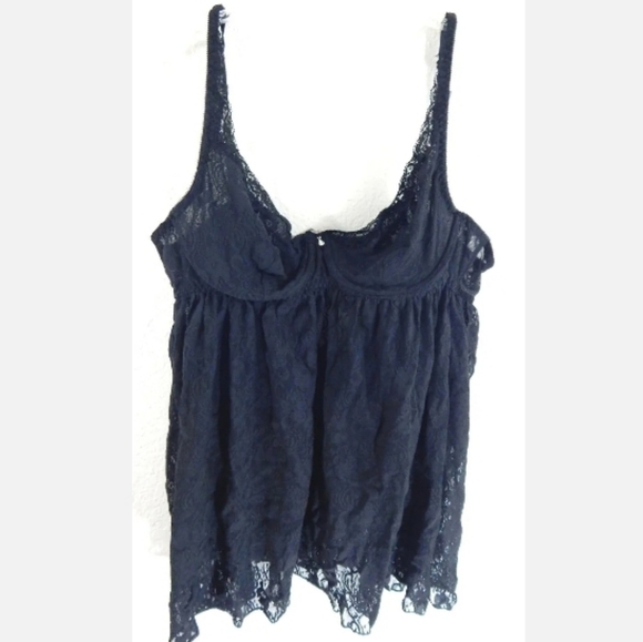 Cacique Black Sheer Babydoll Chemise - Picture 1 of 3